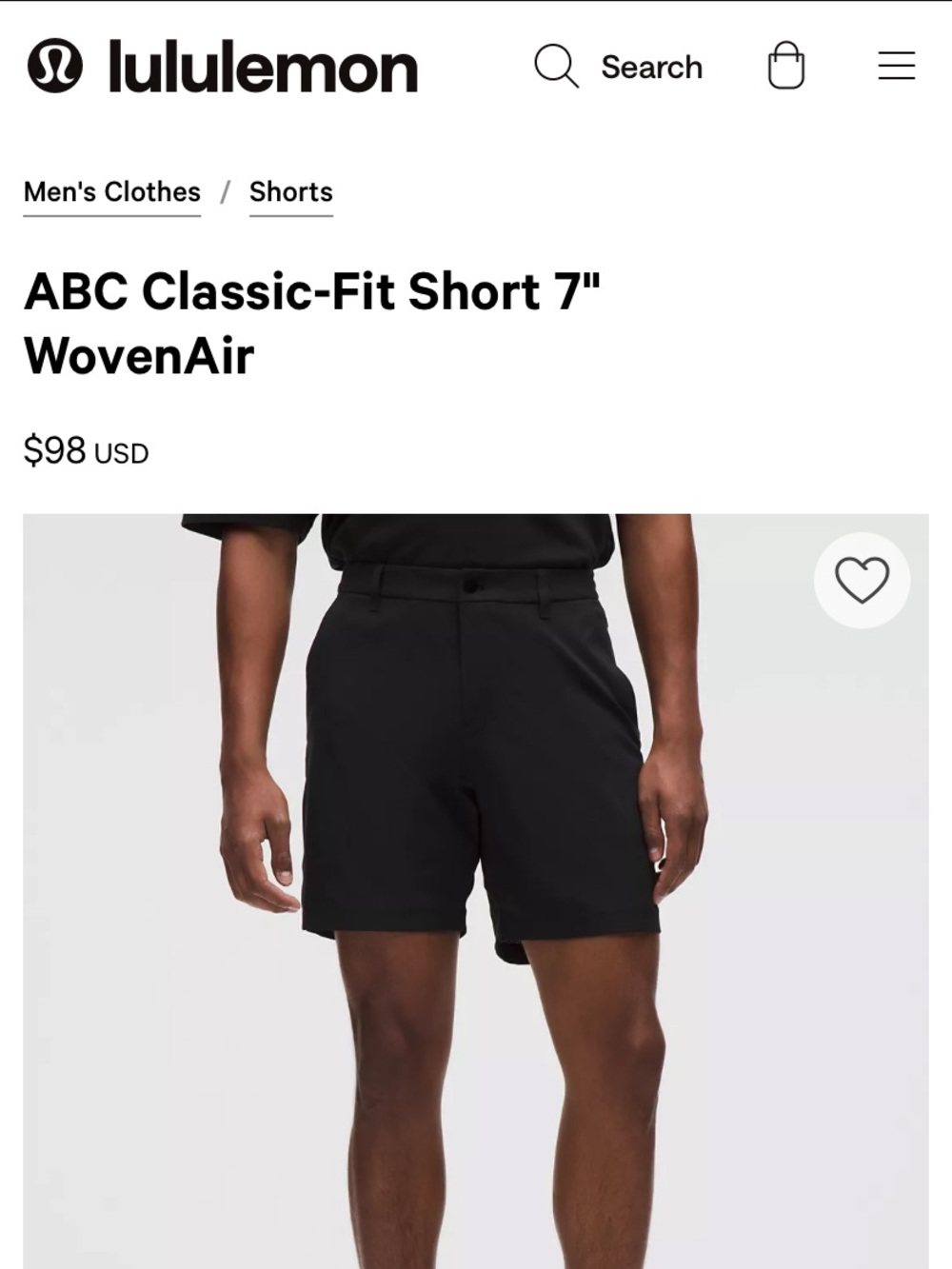 lululemon athletica Men's Black Flat-Front Shorts